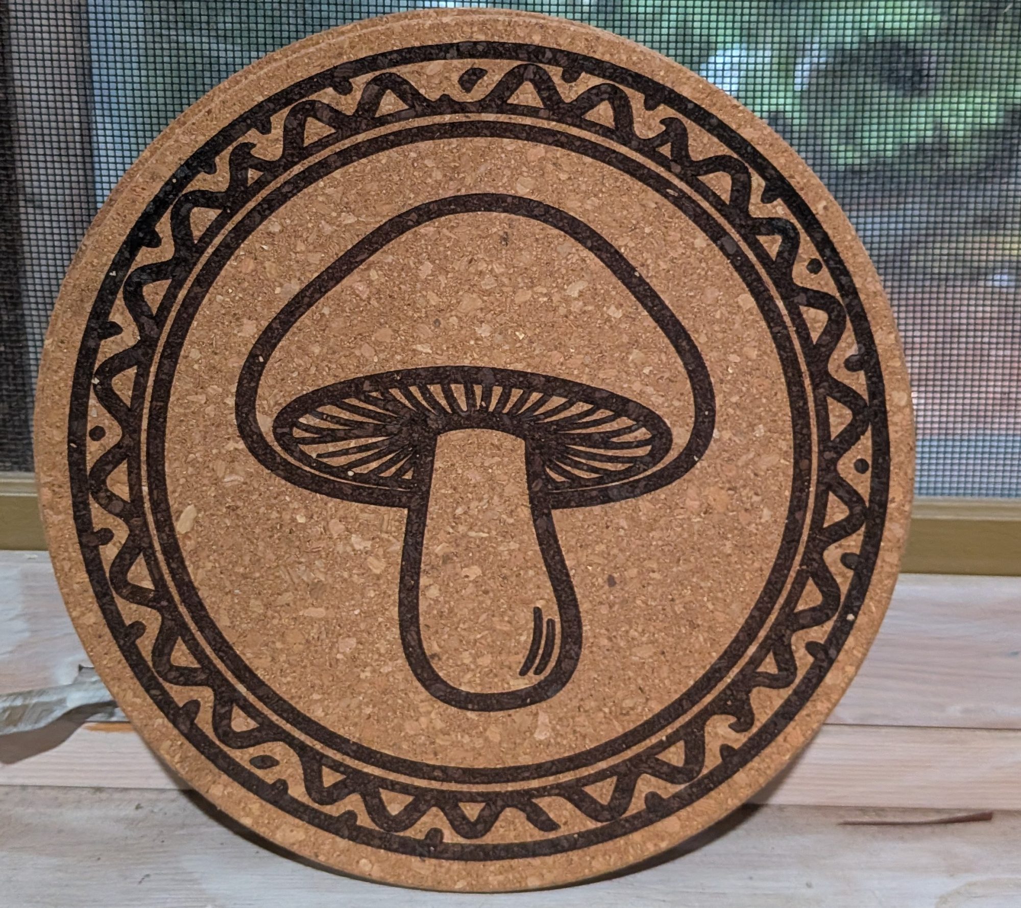 Rustic Mushroom Cork Trivet