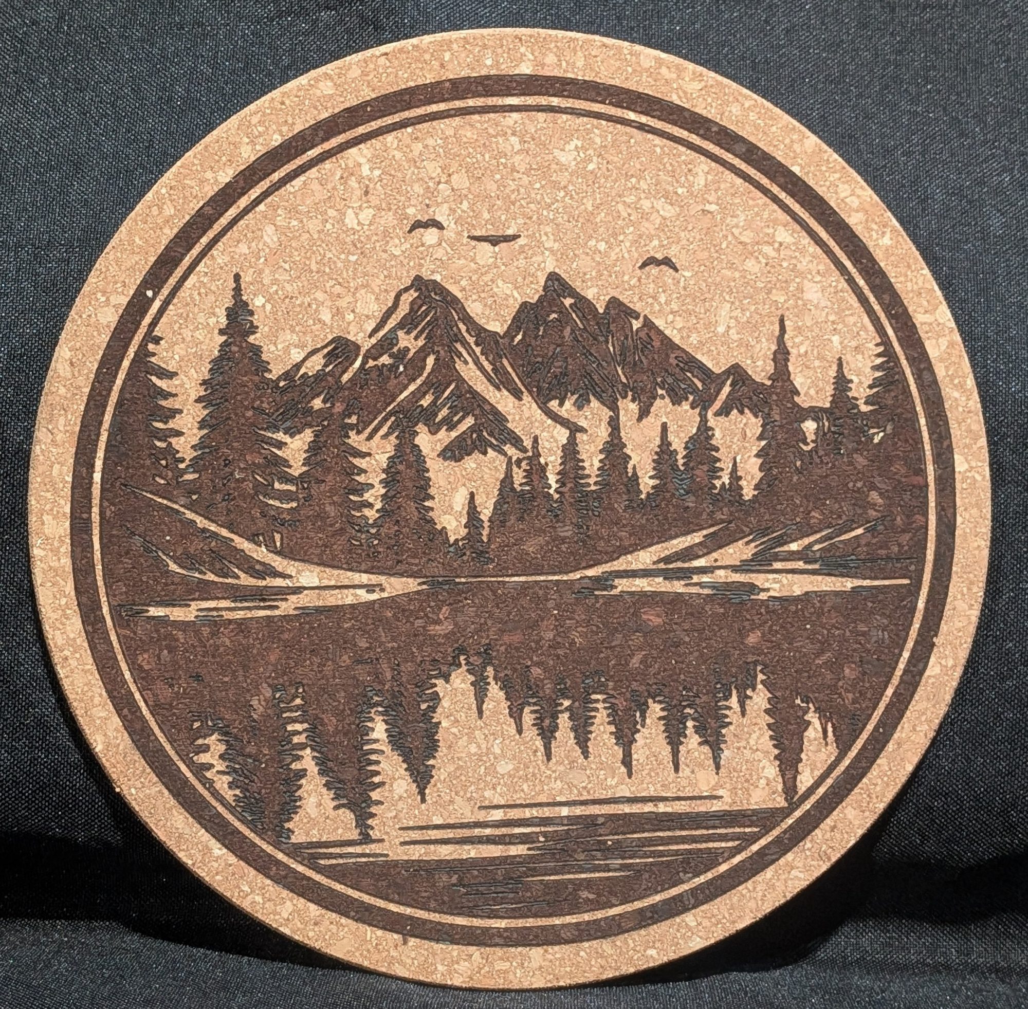 Scenic Mountain View Cork Trivet