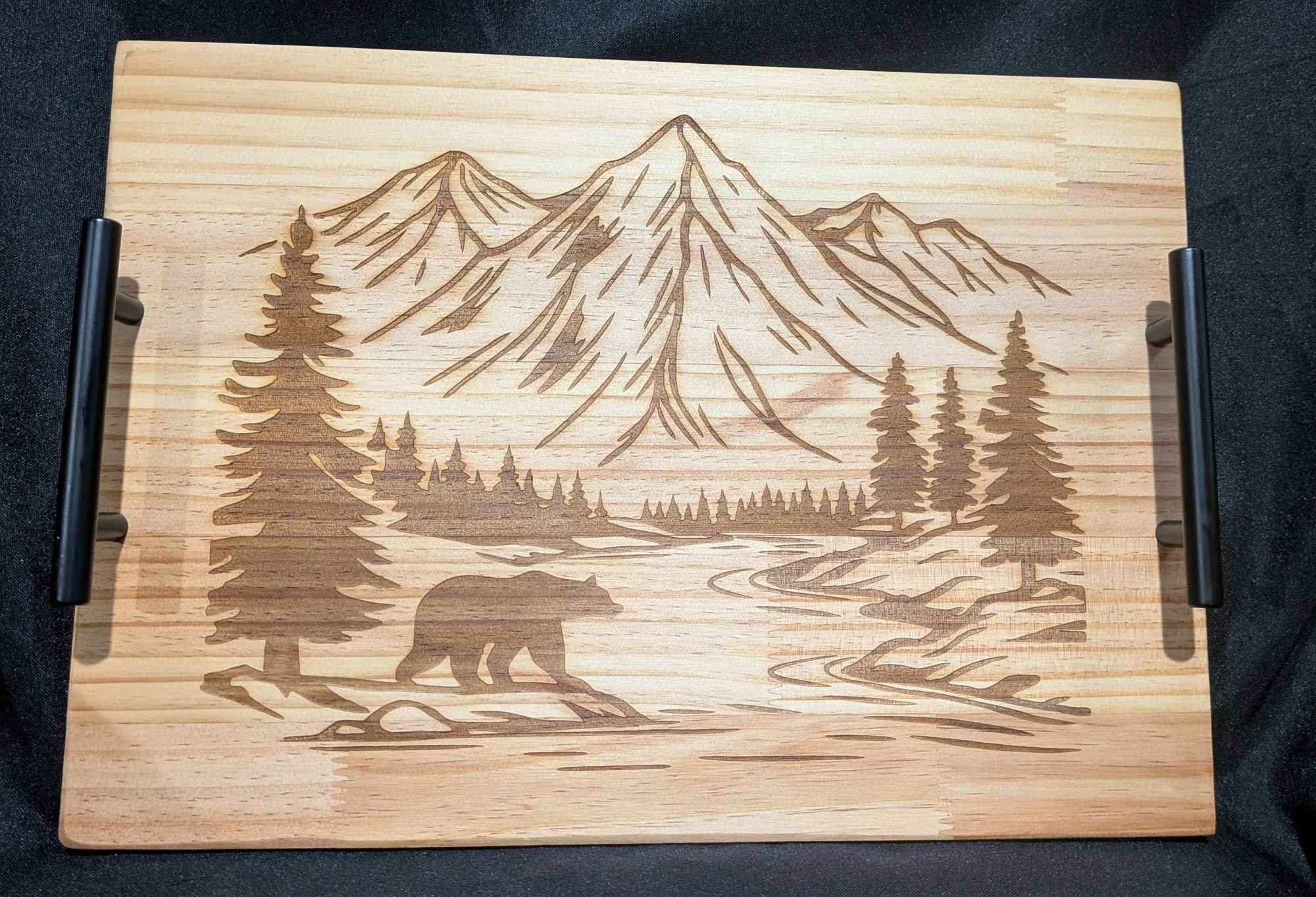 Rustic Mountain Scene Serving Tray