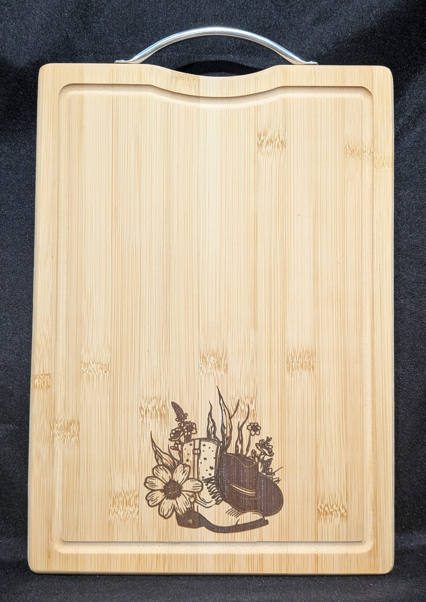 Rustic Floral Bamboo Cutting Board